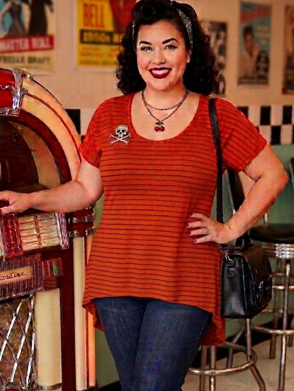 LuLaRoe XL Classic T Red-Orange Striped Top Terracotta Paprika Nice Fall Colors